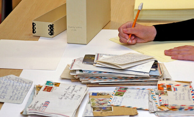 fan mail letters on desk