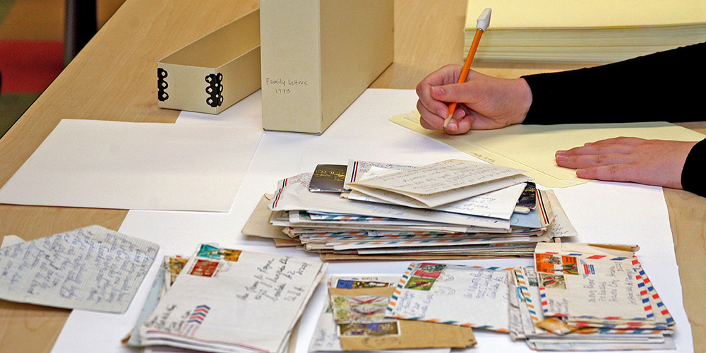 fan mail letters on desk